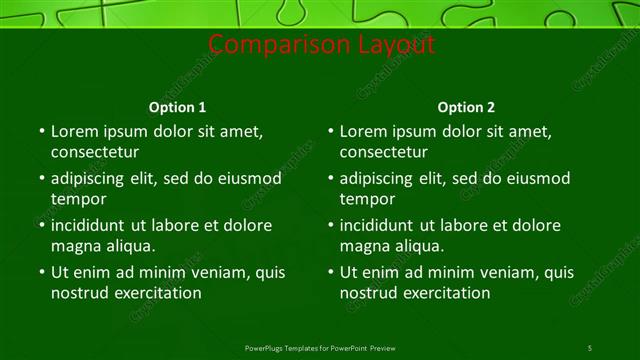 Comparison presentation slide layout