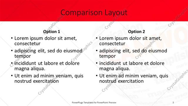 Comparison presentation slide layout