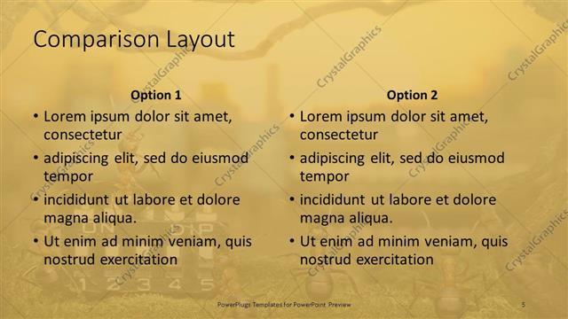 Comparison presentation slide layout