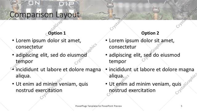 Comparison presentation slide layout
