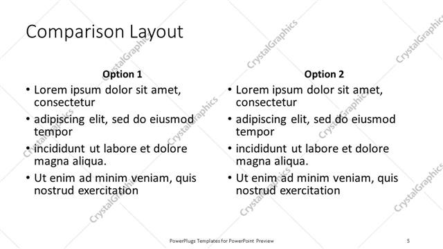 Comparison presentation slide layout