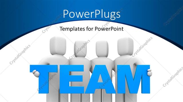  Presentation with team - Team of four people carrying word TEAM over white background