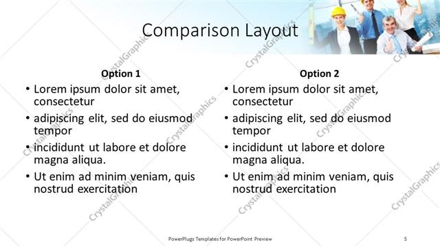 Comparison presentation slide layout