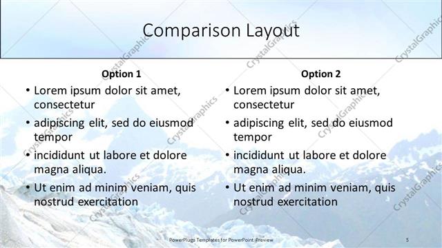 Comparison presentation slide layout