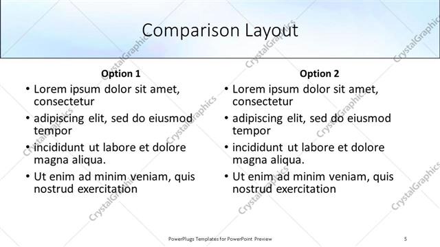 Comparison presentation slide layout