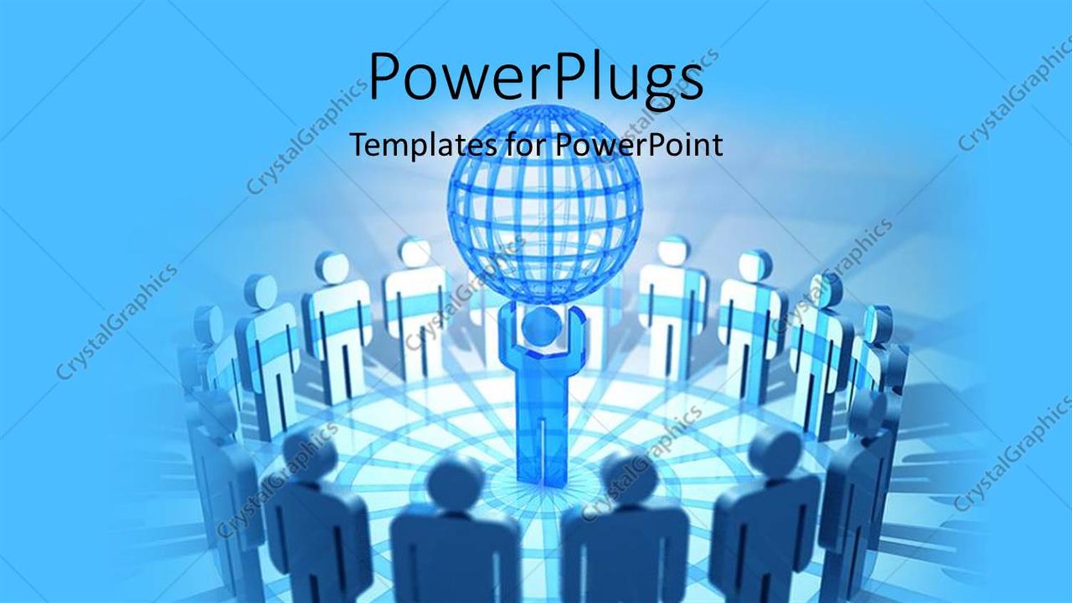 Featuring Team Leader Carrying Wired Globe Overhead Surrounded by 3D Men