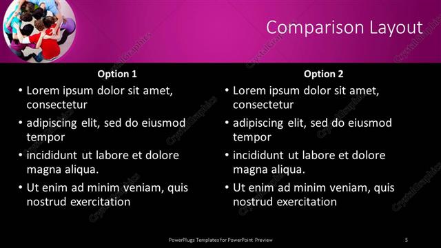 Comparison presentation slide layout