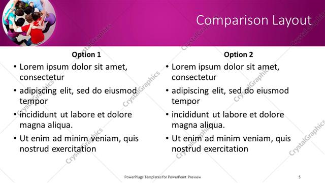 Comparison presentation slide layout