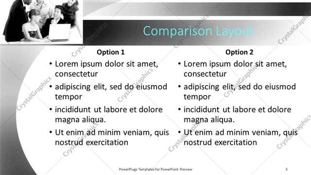 Comparison presentation slide layout