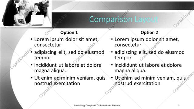 Comparison presentation slide layout