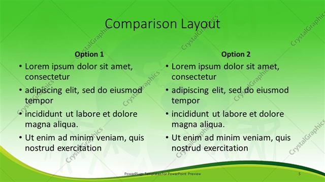 Comparison presentation slide layout