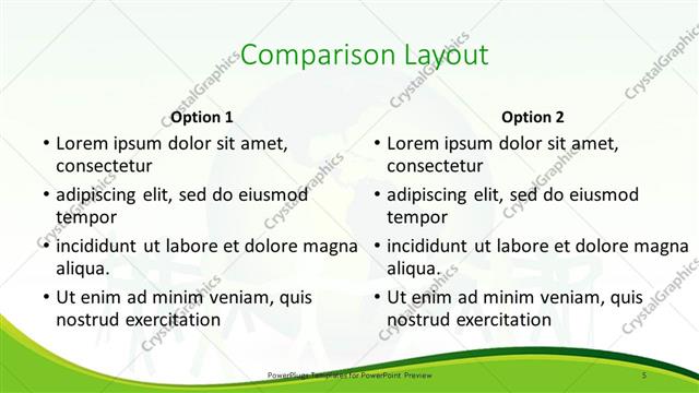 Comparison presentation slide layout