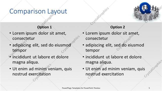 Comparison presentation slide layout