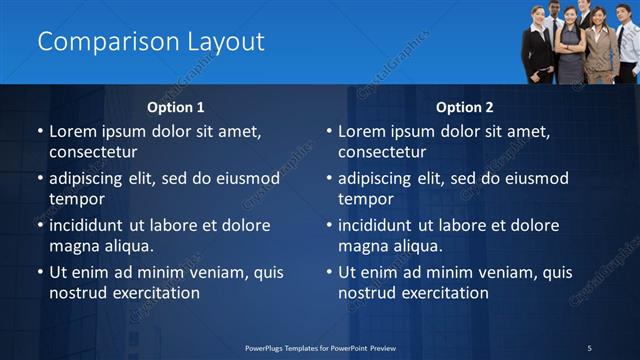 Comparison presentation slide layout