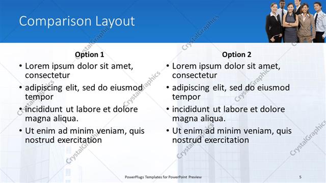 Comparison presentation slide layout