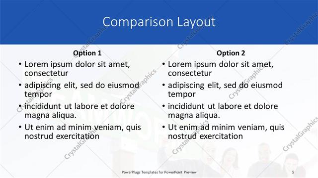 Comparison presentation slide layout