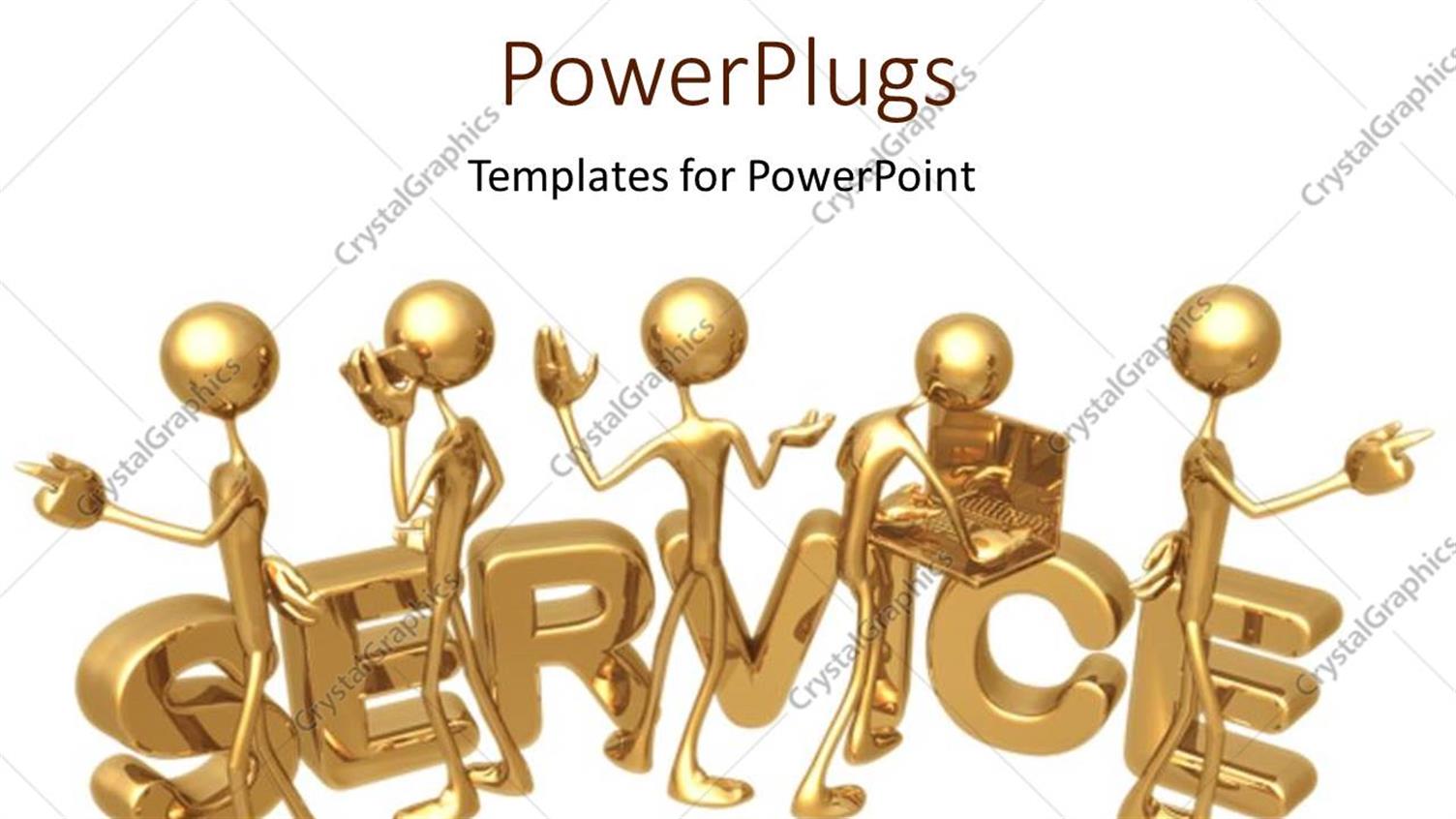 Featuring Team of Service Workers Gold on White Background