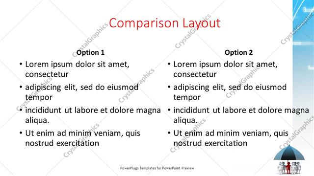 Comparison presentation slide layout