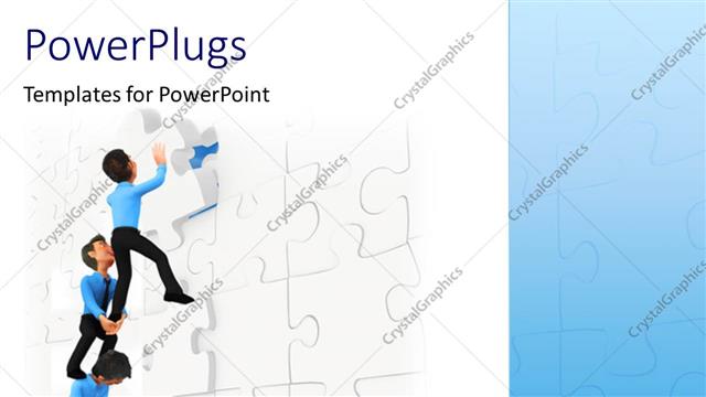  Presentation with puzzle team - A team of three people trying to solve a jigsaw puzzle