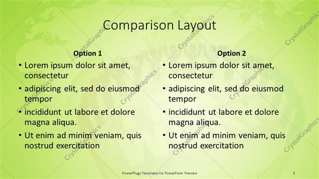 Comparison presentation slide layout