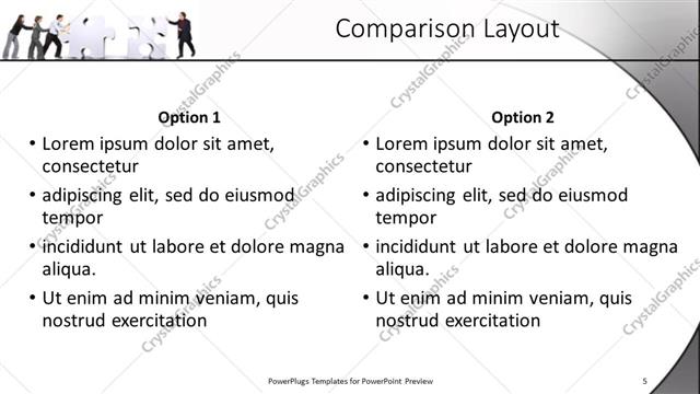 Comparison presentation slide layout