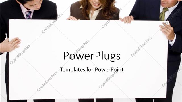  Presentation with advertising - Team works together in project business model presentation white background