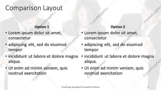 Comparison presentation slide layout
