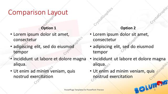 Comparison presentation slide layout