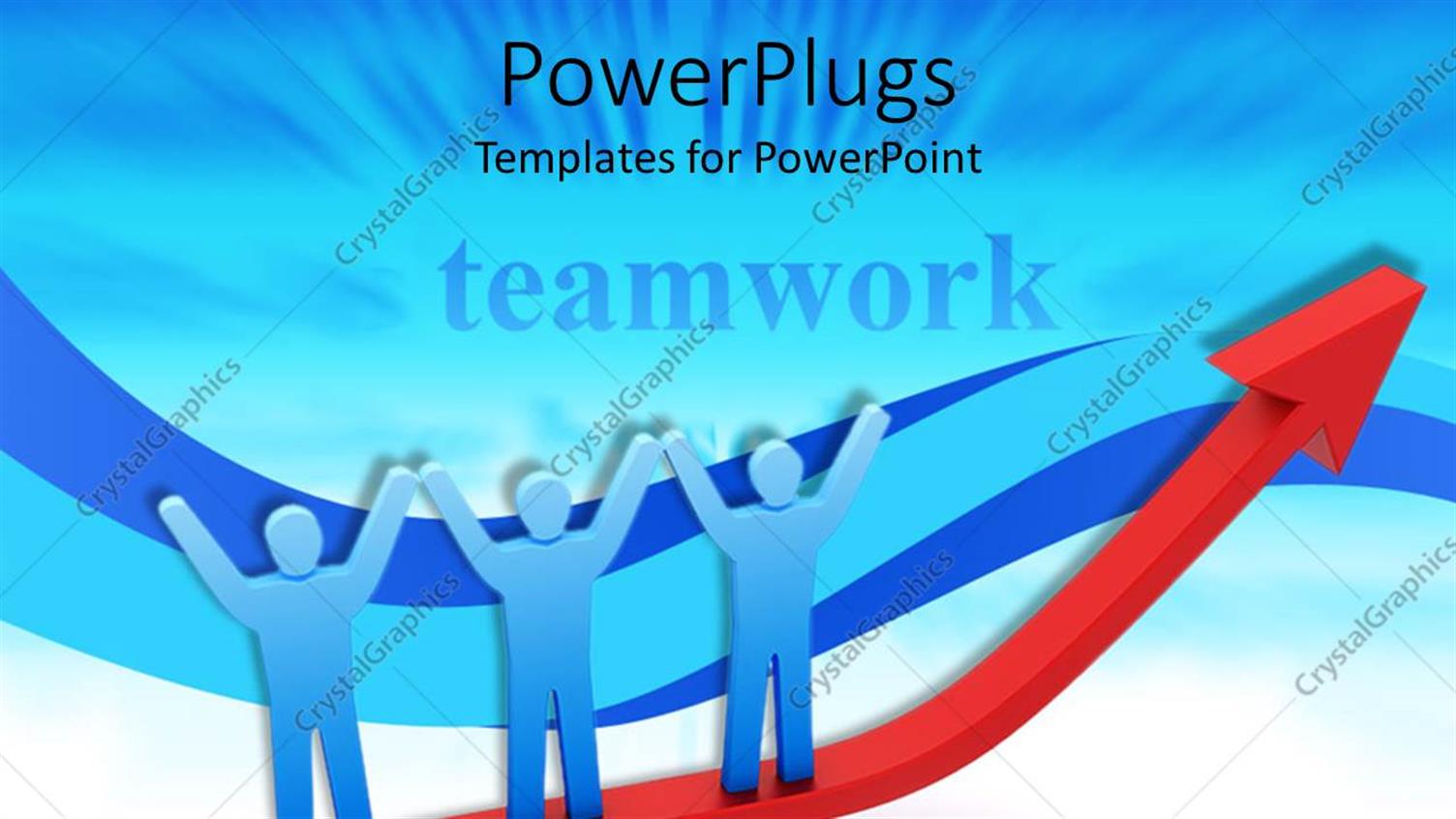 Featuring Teamwork Depiction with Successful Team Standing on Arrow with Hands Raised