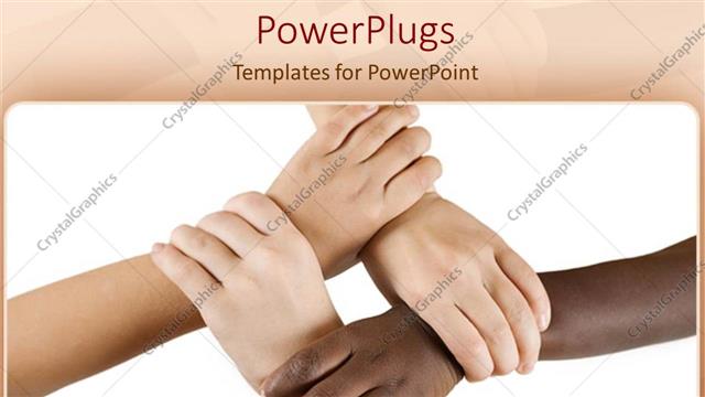  Presentation with discrimination - Teamwork diversity hands working together discrimination as a metaphor