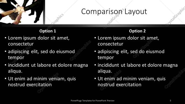 Comparison presentation slide layout