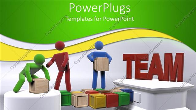  Presentation with team building - Teamwork metaphor with 3D people moving boxes, team building