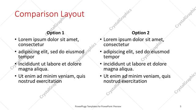Comparison presentation slide layout
