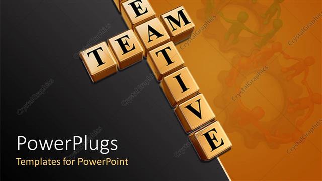  Presentation with building blocks - Teamwork theme with creative team building blocks and people holding hands on gears