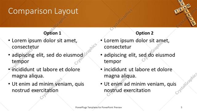 Comparison presentation slide layout