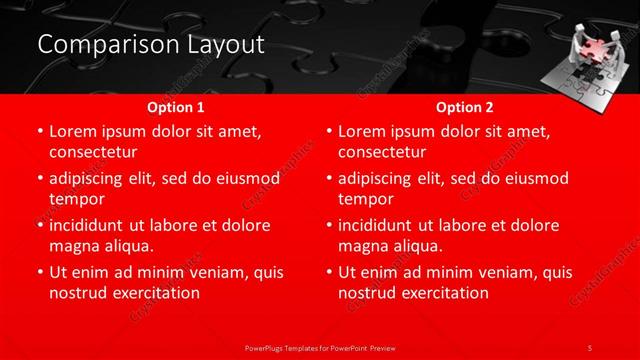 Comparison presentation slide layout