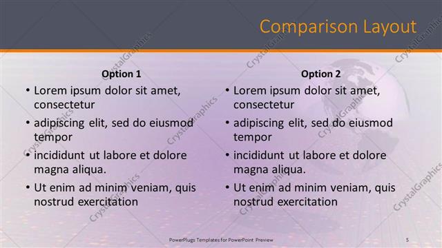 Comparison presentation slide layout
