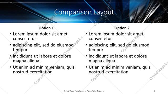 Comparison presentation slide layout