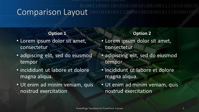 Comparison presentation slide layout