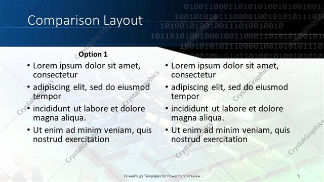 Comparison presentation slide layout