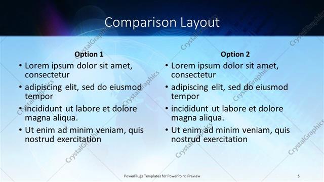 Comparison presentation slide layout