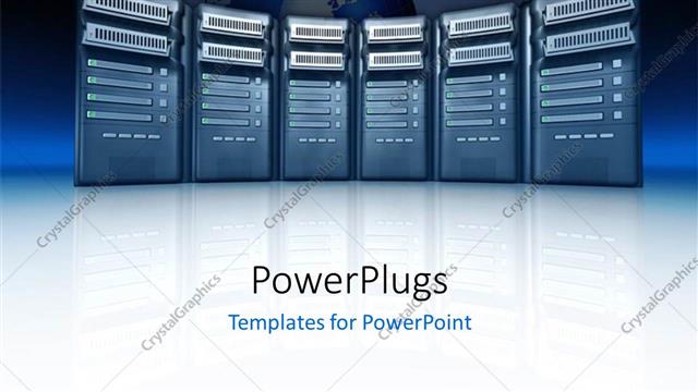  Presentation with servers - Technology depiction with internet servers over world map in background