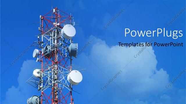  Presentation with antenna - Technology theme with high antenna satellite dishes white clouds on blue sky