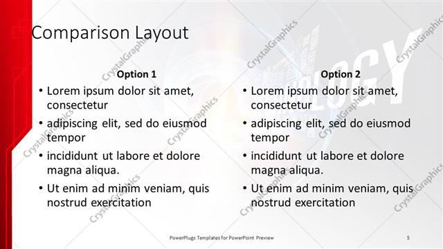 Comparison presentation slide layout