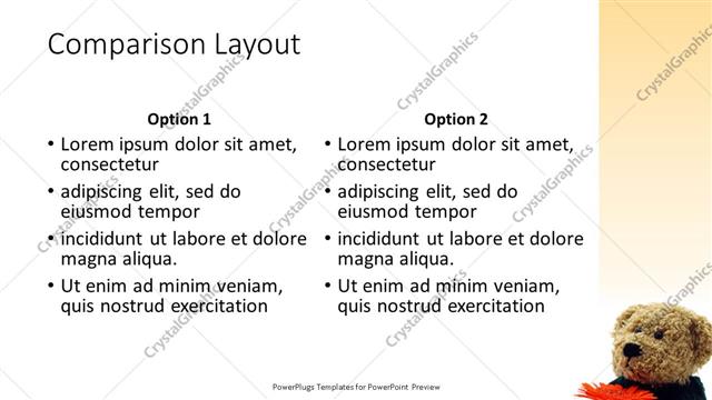 Comparison presentation slide layout
