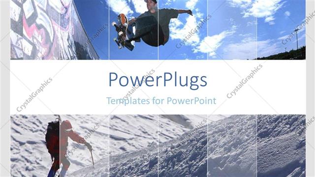  Presentation with teen - A teen ager skateboarding and a person climbing a mountain