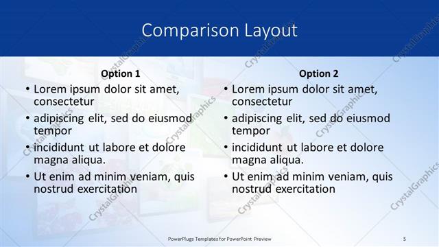 Comparison presentation slide layout