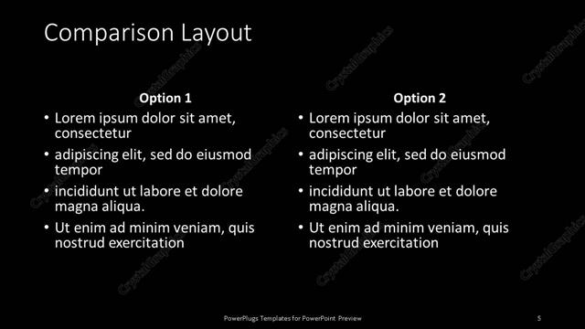 Comparison presentation slide layout