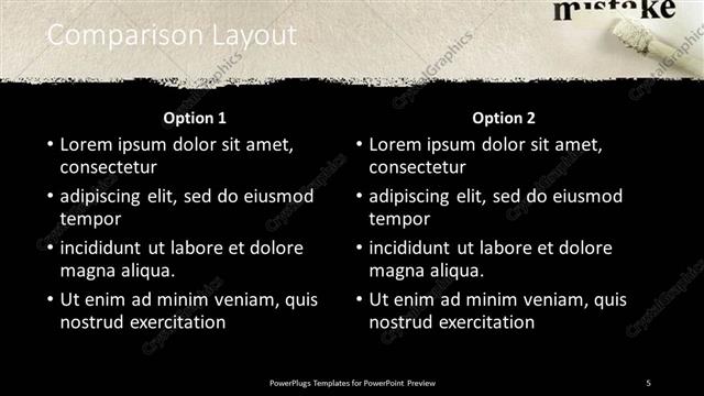 Comparison presentation slide layout