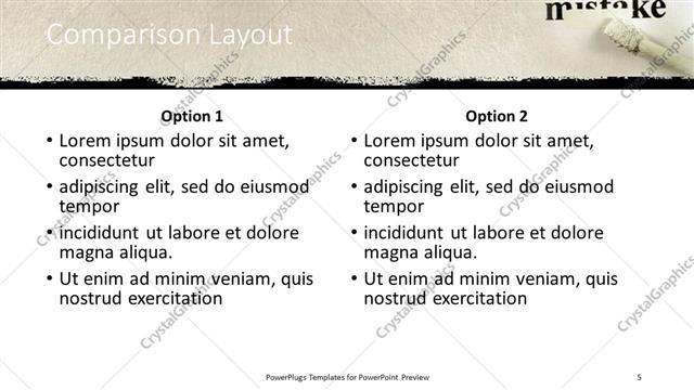 Comparison presentation slide layout